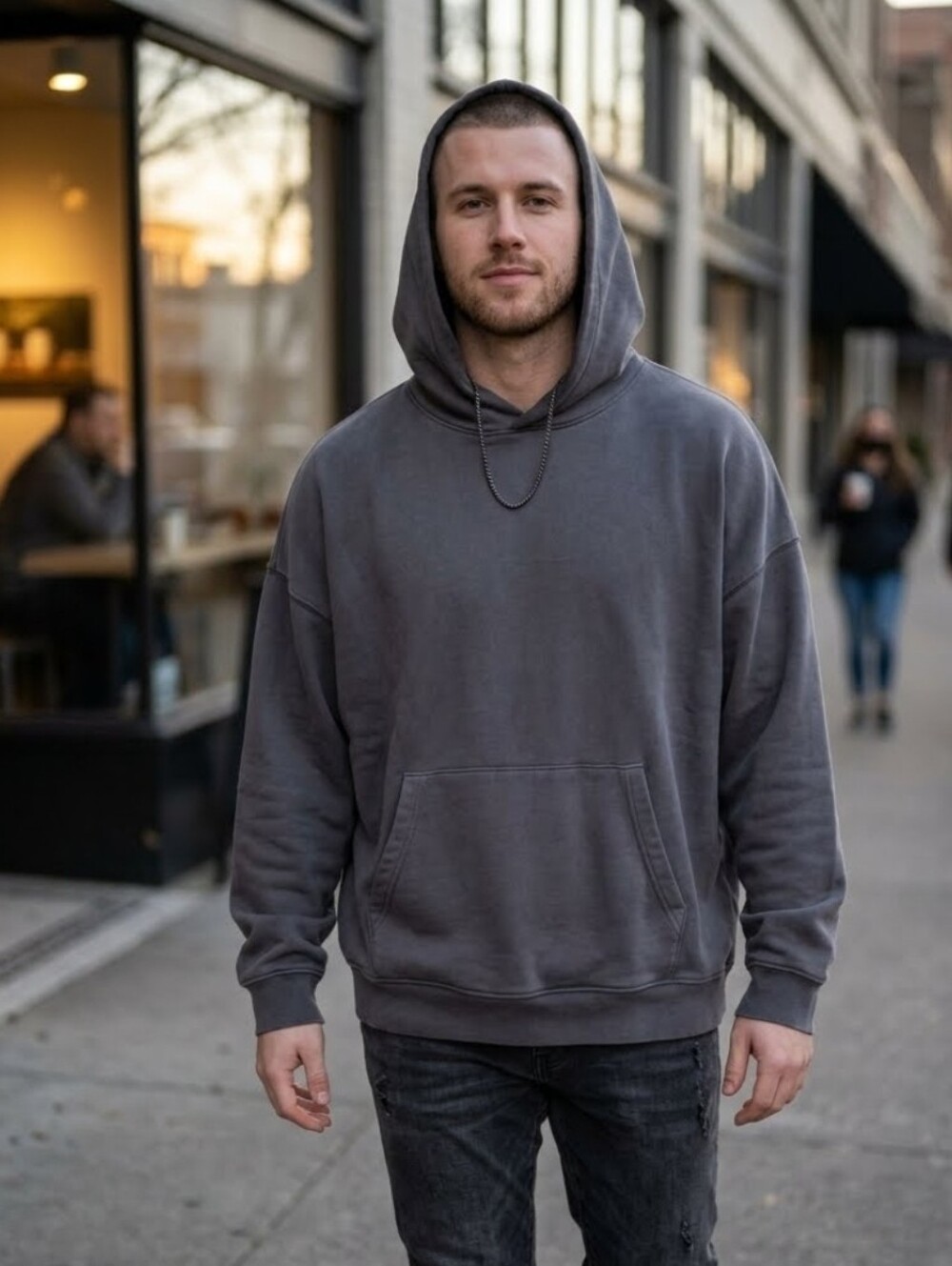 No Boundaries Men's Charcoal Crewneck Hoodie